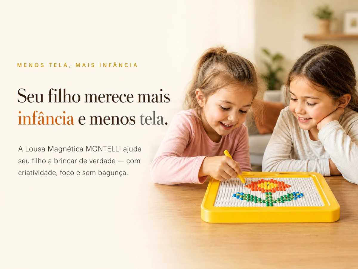 Duas crianças desenhando uma flor na lousa magnética LONTELLI amarela