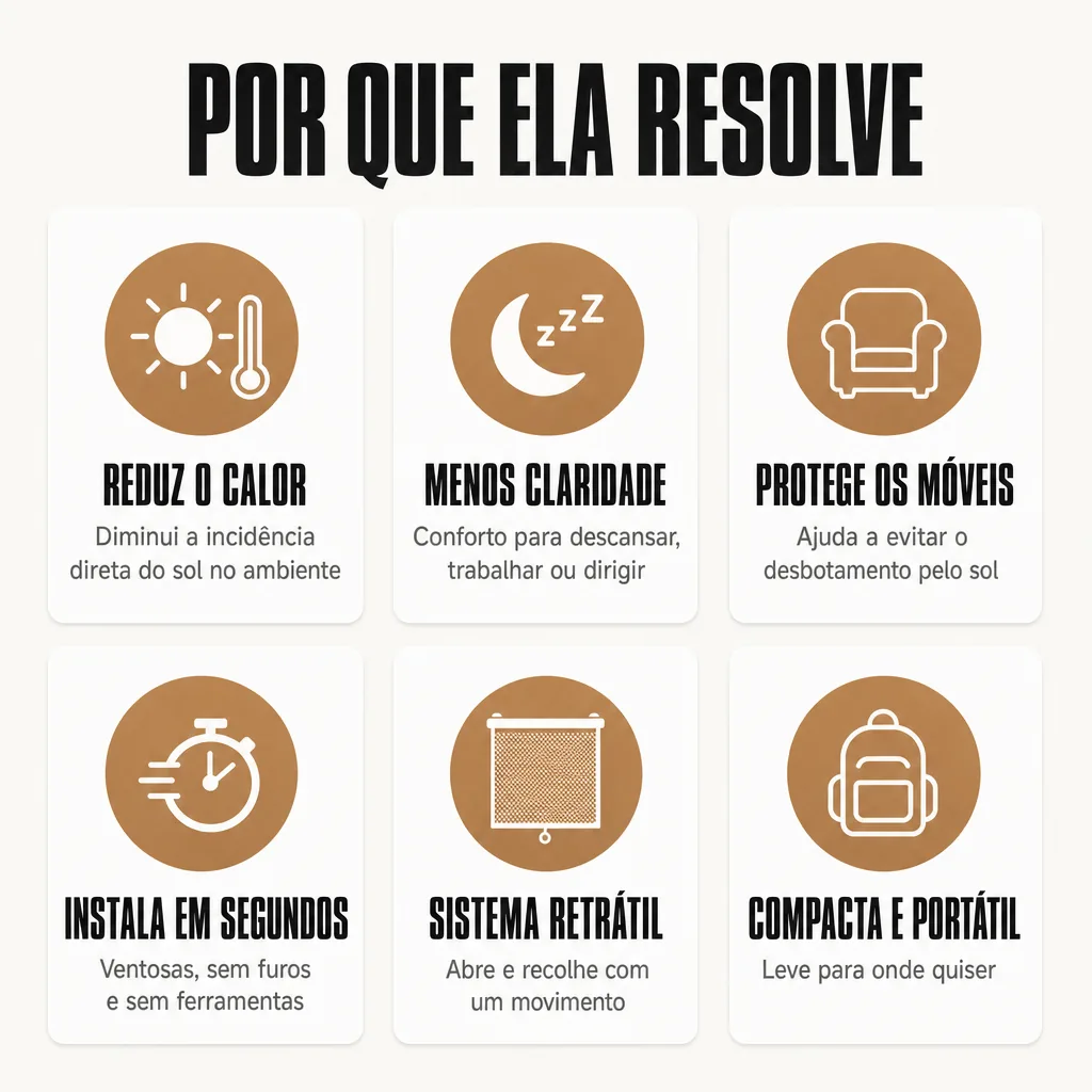 Benefícios da tela solar retrátil: redução de calor, proteção solar, fácil instalação e visual discreto